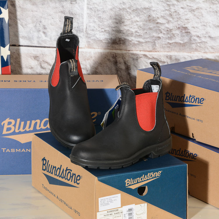 Blundstone Donna 508 Stivale in pelle nera con elastico rosso omerostore