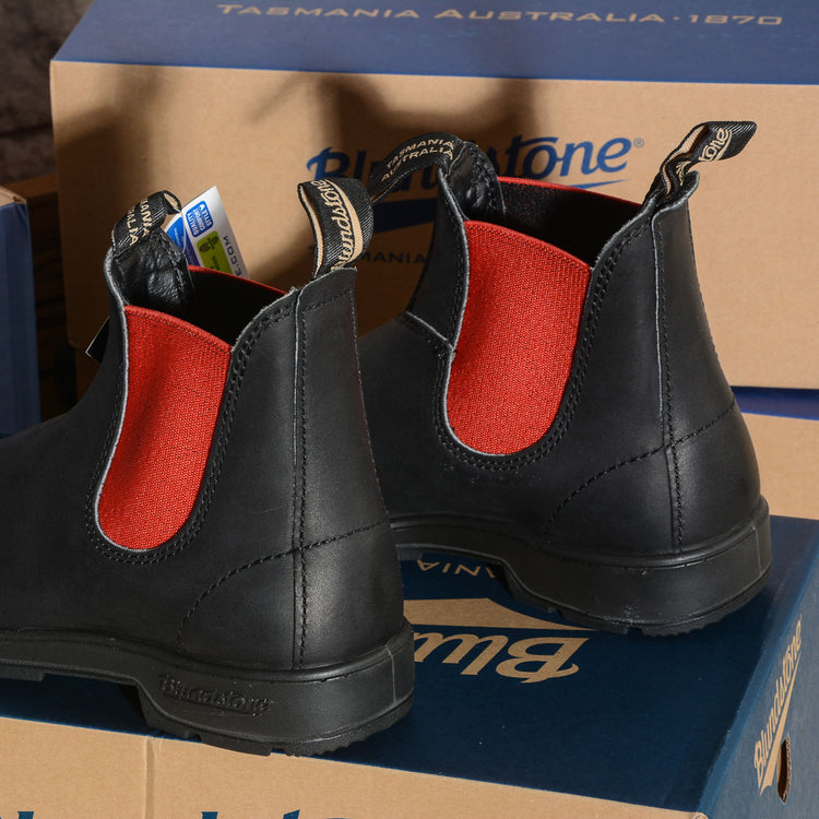 Blundstone Donna 508 Stivale in pelle nera con elastico rosso omerostore